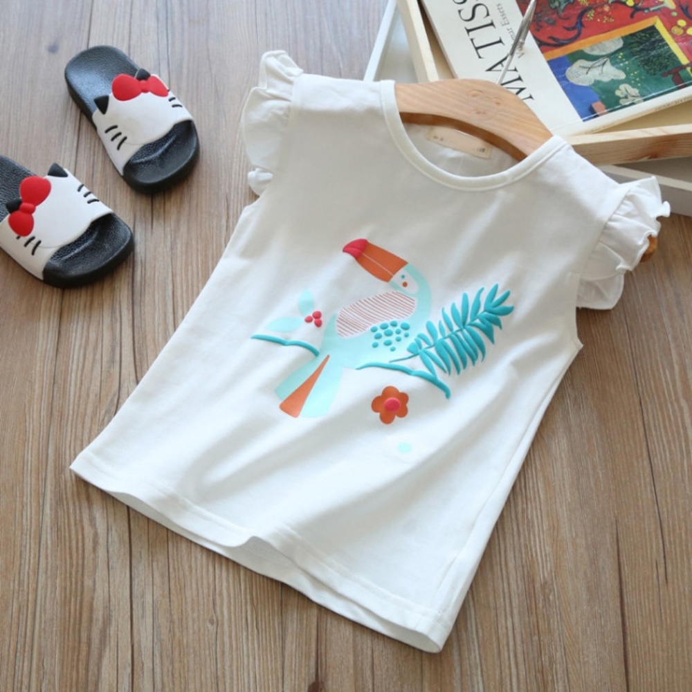 Toddler Girls Sleeveless Ruffle White Tank Top